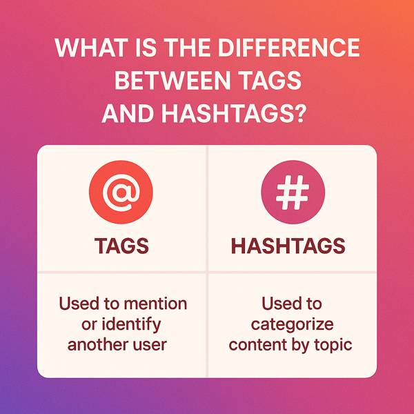 What is the difference between tags and hashtags?
